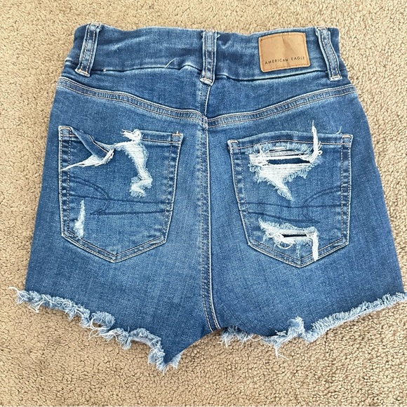 American Eagle Outfitters Blue Distressed Jean Shorts - Picture 2 of 7